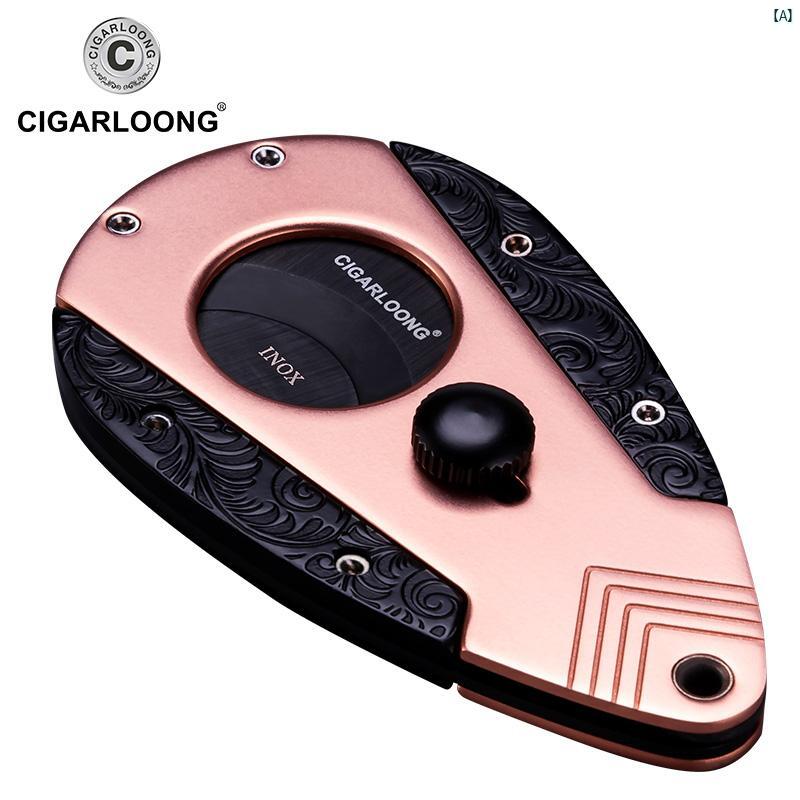 タバコグッズ　タバコ用品　かっこいい　大人 CIGARLOONG シガーカッター 鋭い 刃 ステンレス ポータブル ハサミ