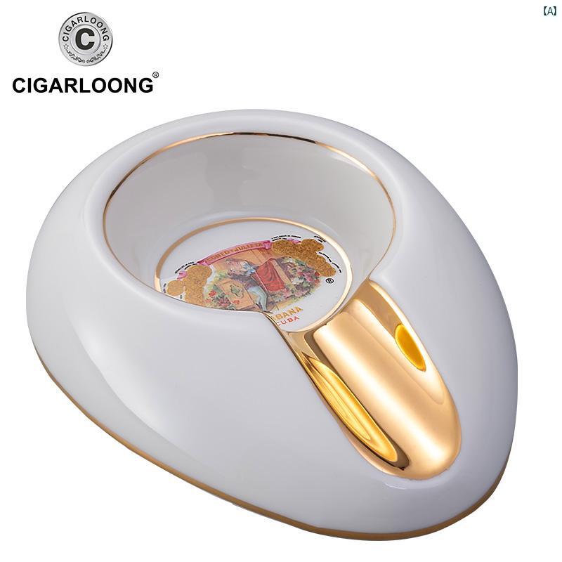 タバコグッズ　タバコ用品　かっこいい　大人 CIGARLOONG 葉巻 灰皿 セラミック リビング ルーム 装飾 ギフト ボックス 包装 煙