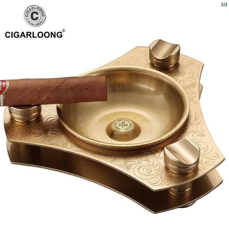 タバコグッズ　タバコ用品　かっこいい　大人 CIGARLOONG シガー 灰皿 レトロ ブロンズ デコレーション ラージ 煙 ギフト ボックス パッケージ