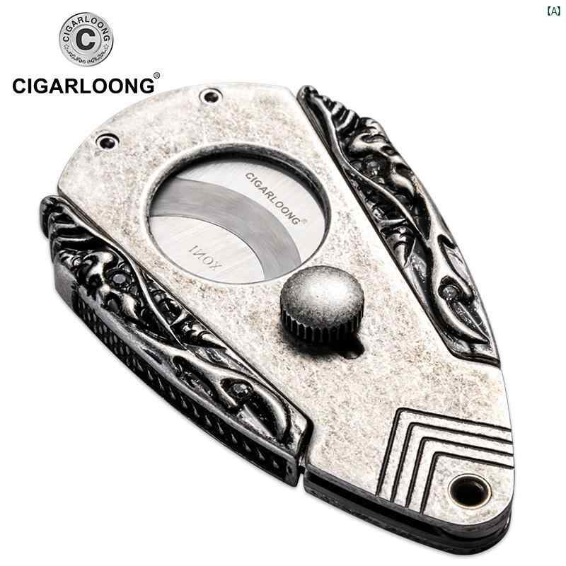 タバコグッズ　タバコ用品　かっこいい　大人 CIGARLOONG シガー さみ ステンレス 旅行 ポータブル 鋭い 刃 葉巻 カッター