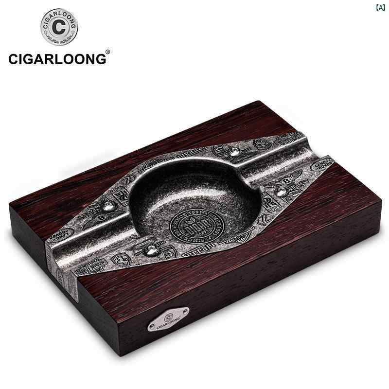 タバコグッズ　タバコ用品　かっこいい　大人 CIGARLOONG 葉巻 灰皿 imborg 無垢材 銅 レトロ タバコ トラフ 大型 煙