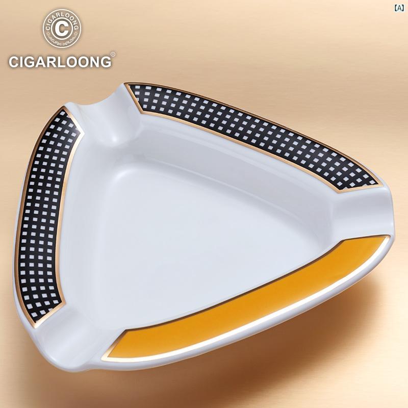 タバコグッズ　タバコ用品　かっこいい　大人 CIGARLOONG 葉巻 灰皿 セラミック大 直径 3 パック タバコ トラフ リビング ルーム 煙