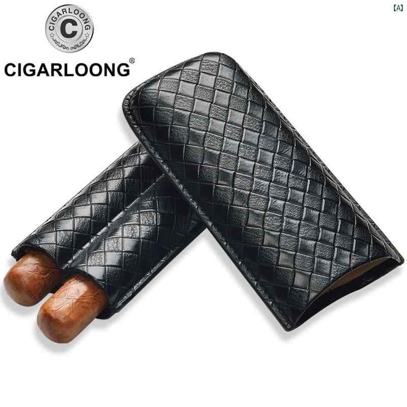 タバコグッズ　タバコ用品　かっこいい　大人 CIGARLOONG シガー ヒュミドール ケース トラベル 加 湿 器 ポータブル シガーケース 2 アセンブリ