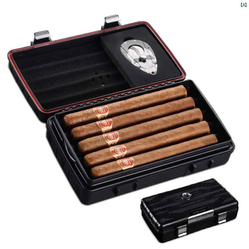 タバコグッズ　タバコ用品　かっこいい　大人 CIGARLOONG シガー ヒュミドール ポータブル シガーボックス ハサミ セット タバコ ボックス 10個