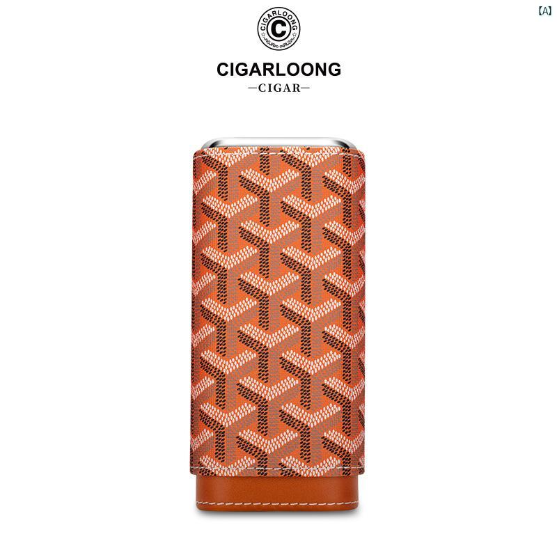 タバコグッズ　タバコ用品　かっこいい　大人 CIGARLOONG ポータブル シガー カバー 杉 材 牛革 モイスチャライザー ギフト ボックス CH 24 AX 1