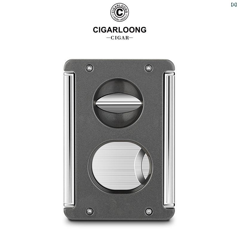 タバコグッズ　タバコ用品　かっこいい　大人 CIGARLOONG シガーカッター ステンレス 多機能 ポータブル シャープ V 字 パンチ CLE 24 B 2