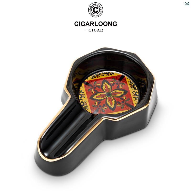 タバコグッズ　タバコ用品　かっこいい　大人 CIGARLOONG シガー 灰皿大 径 トラフ ベース 滑り止め セラミック CLG 24 B 1