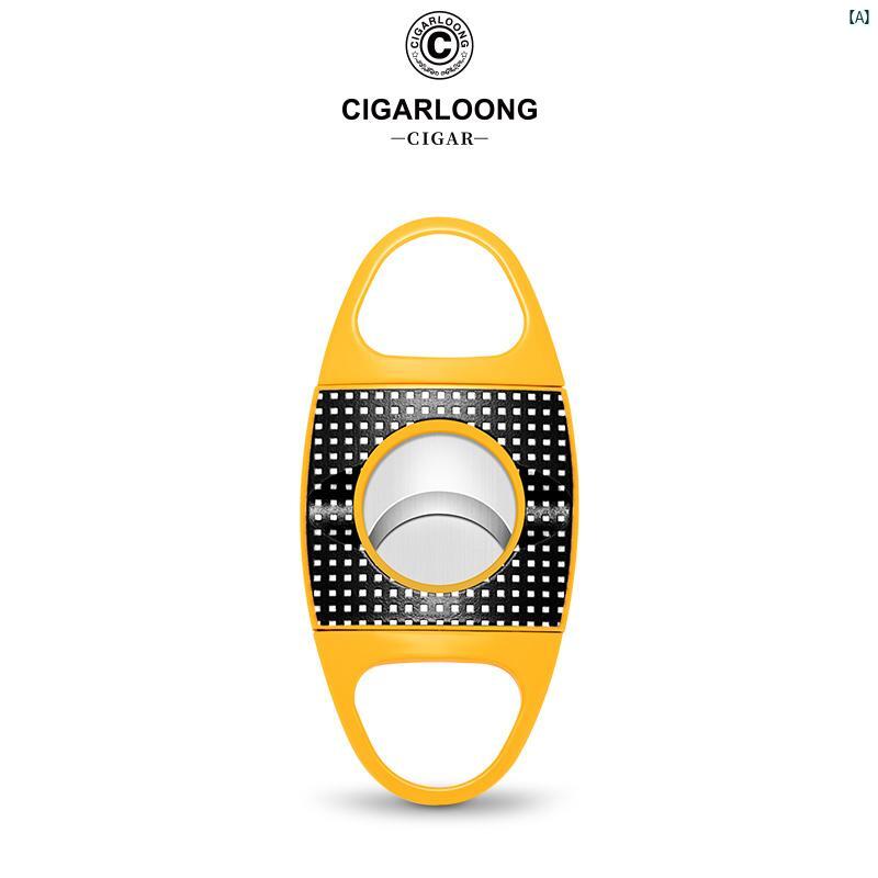 タバコグッズ　タバコ用品　かっこいい　大人 CIGARLOONG シガーカッター ポータブル シャープ ステンレス製 両刃 ギフト ボックス CELZ 2