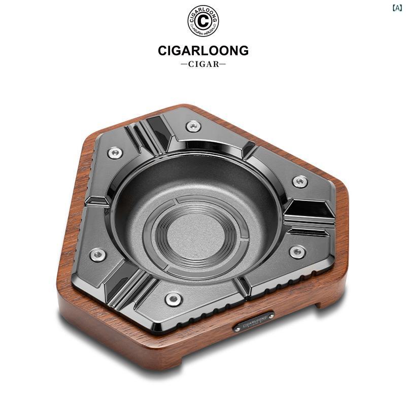 タバコグッズ　タバコ用品　かっこいい　大人 CIGARLOONG シガー 灰皿大 直径 煙 スロット 無垢材 金属 灰皿 CL 3033