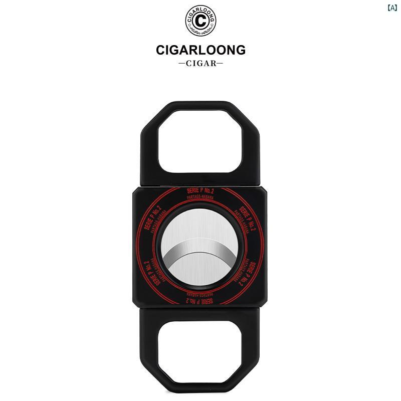 タバコグッズ　タバコ用品　かっこいい　大人 CIGARLOONG シガーカッター ポータブル シャープ ステンレス製 両刃 ギフト ボックス CELZ 1