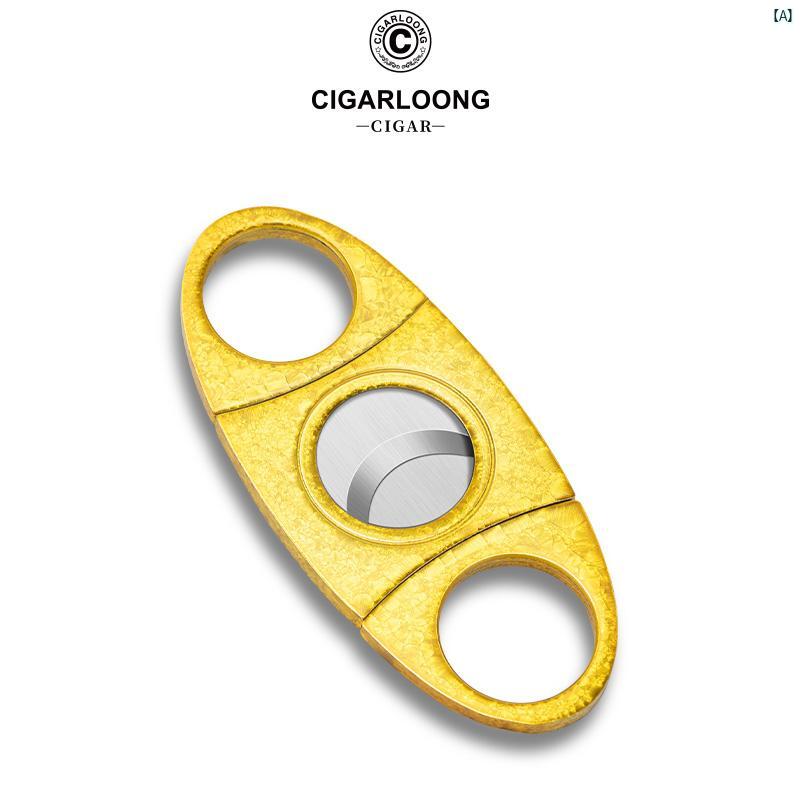 タバコグッズ　タバコ用品　かっこいい　大人 CIGARLOONG シガーカッター メタル シャープ 両刃 シンプルボディ ポータブル GLEKW 1