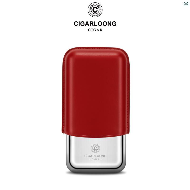 タバコグッズ　タバコ用品　かっこいい　大人 CIGARLOONG シガー ホルダー ポータブル トラベル 牛革 3 パック タバコ ボックス CLHLL