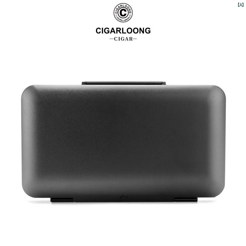 タバコグッズ　タバコ用品　かっこいい　大人 CIGARLOONG シガーボックス ポータブル ヒュミドール アルミ 合金 杉 材 ギフト ボックス 包装 CLAKS 1
