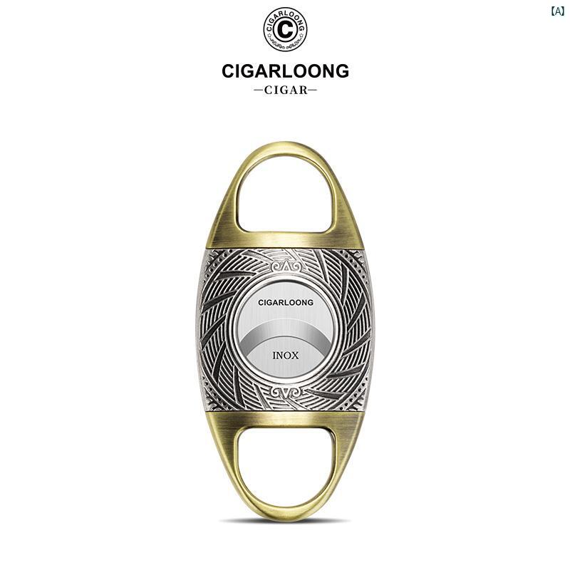 タバコグッズ　タバコ用品　かっこいい　大人 CIGARLOONG シガー さ み 鋭い ステンレス 刃 ポータブル V 字型 シガーカッター ギフト ボックス YBC 001