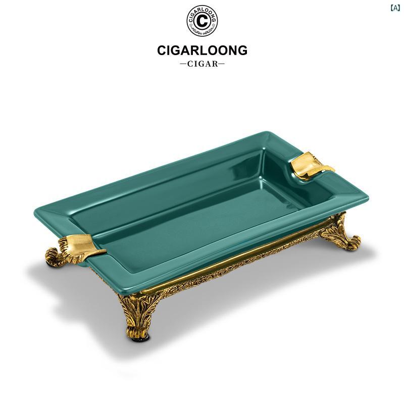 タバコグッズ　タバコ用品　かっこいい　大人 CIGARLOONG シガー 灰皿大 口径 フルート セラミック 象嵌 銅 ヨーロピアン 灰皿 CLGKW 3