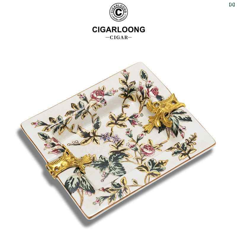 タバコグッズ　タバコ用品　かっこいい　大人 CIGARLOONG シガー 灰皿大 口径 フルート セラミック 象嵌 銅 ヨーロピアン 灰皿 CLGKW 5