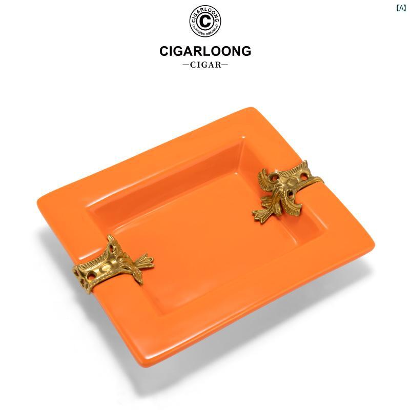 タバコグッズ　タバコ用品　かっこいい　大人 CIGARLOONG シガー 灰皿大 口径 フルート セラミック 象嵌 銅 ヨーロピアン 灰皿 CLGKW 4