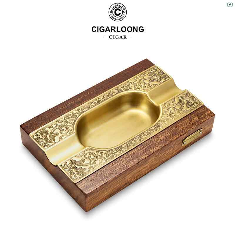 タバコグッズ　タバコ用品　かっこいい　大人 シガー 葉巻 灰皿 金 メッキ トラフ メル バウ 無垢材 金属 ステンレス 装飾