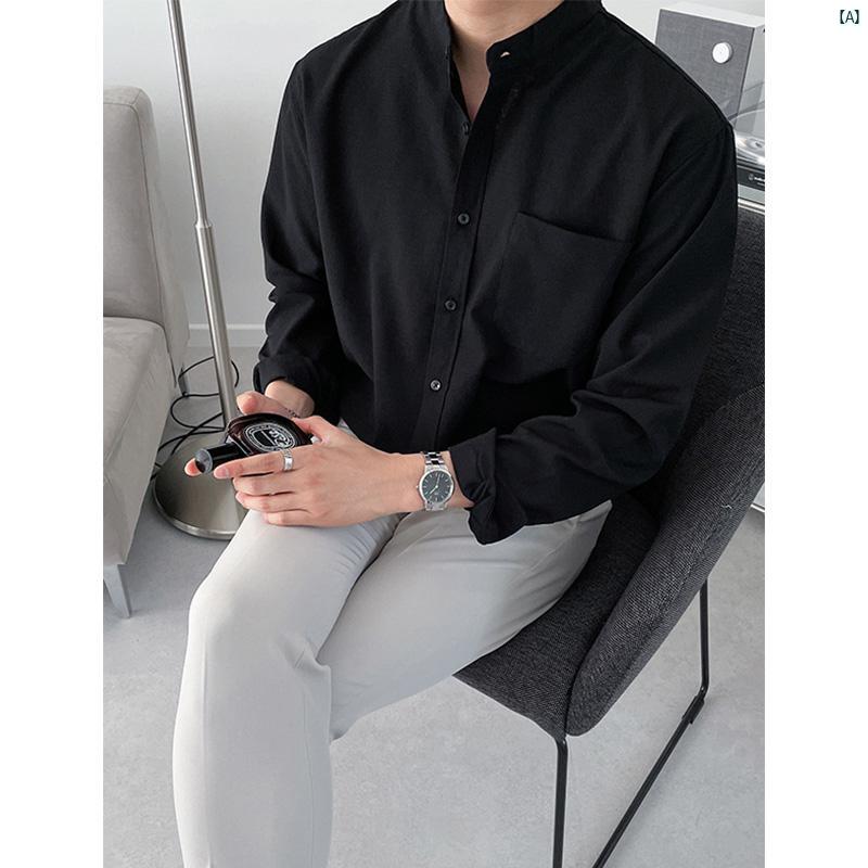 メンズ フリル シャツ モノトーン 春秋 韓国ファッション 韓国メンズファッション通販 MODEFREAK(モードフリーク