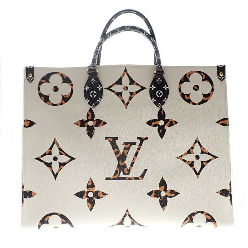 【中古】LOUIS VUITTON ルイヴィトン オンザゴーGM M44675 モノグラムジャングル 2WAY お手々 ショルダーバッグ 2019年秋冬 鞄 象牙色 USED-A m26-1200173925800291