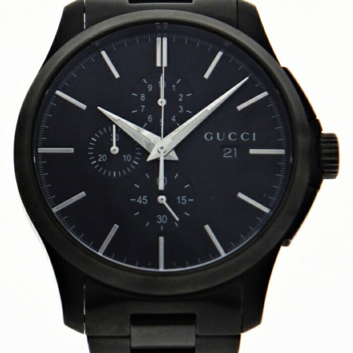 【中古】GUCCI グッチ Gタイムレス YA126274 126.2 クロノグラフ 黒文字盤 クオーツ 腕時計 USED-AB m26-1200215925800106｜質屋かんてい局前橋店