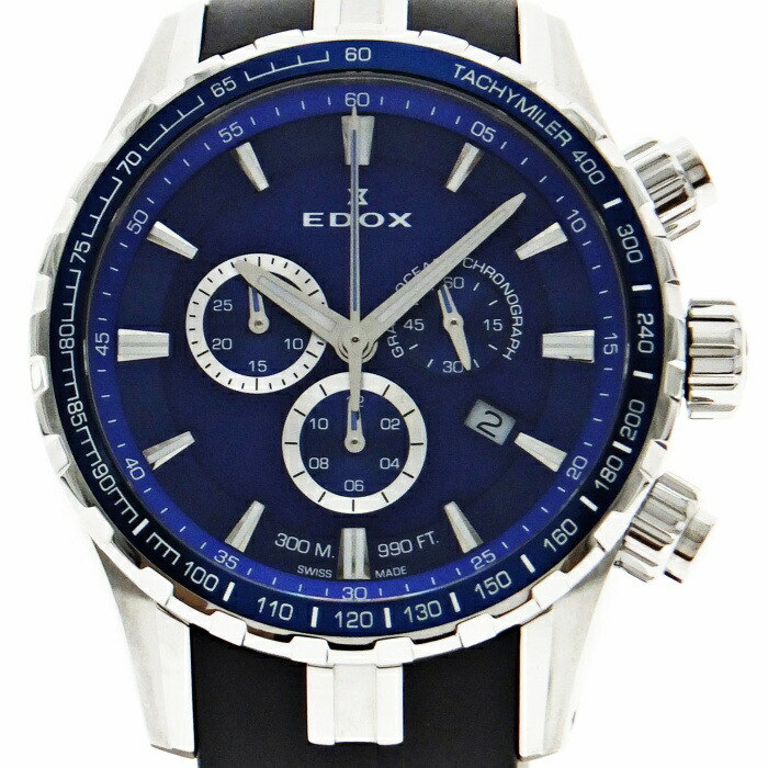 【中古】EDOX エドックス グランドオーシャン クロノグラフ 10226-3BUCA-BUIN 30気圧/300m サファイアクリスタル(無反射コーティング) クオーツ(EDOX102) 腕時計 USED-A m26-1200296925801274