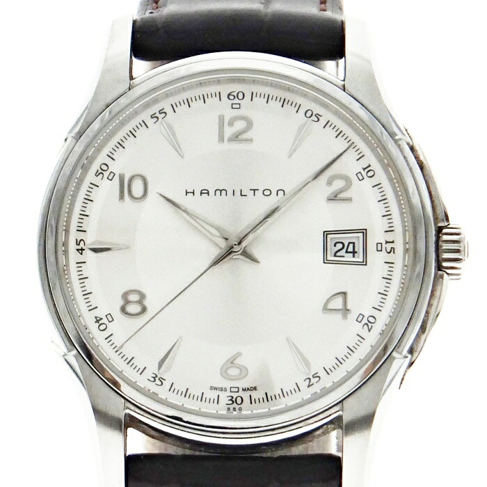 【中古】HAMILTON ハミルトン ジャズマスター H324111 白文字盤 クオーツ メンズ デイト 腕時計 USED-B m26-1200307925800282
