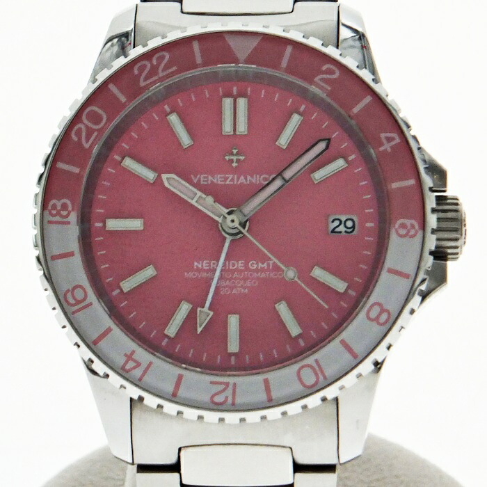 【中古】VENEZIANICO ヴェネチアニコ NEREIDE GMT 3521506C デイト 自動巻き ピンク文字盤 メンズ 腕時計 USED-B m26-1200296925801427 44,720円