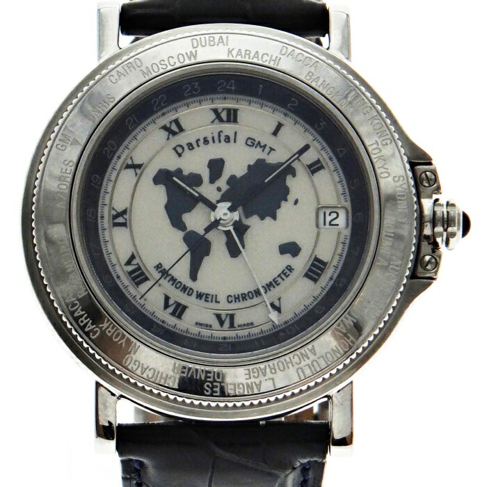 【中古】RAYMOND WEIL レイモンドウェイル PARSIFAL GMT 2992 メンズ デイト 自動巻き 白文字盤 裏スケ 腕時計 USED-B m26-1200296925801266|質屋かんてい局前橋店