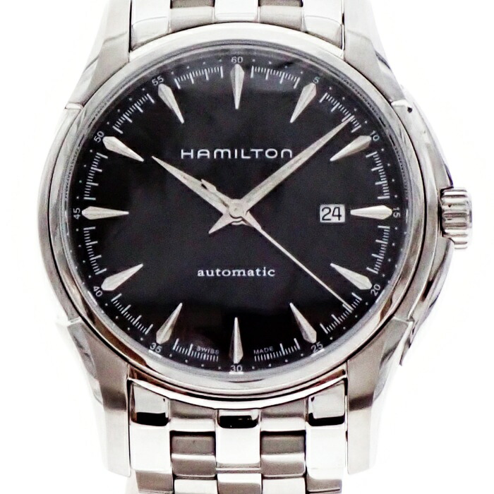 【中古】HAMILTON ハミルトン ズージャーお師匠さん H32715131 黒文字盤 自動小銃一巻き デイト メンズ 裏スケ ウオッチ USED-B m26-1200296925801257 メンズ腕時計-腕時計