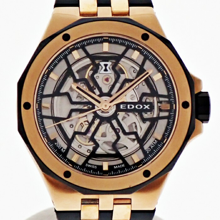 【中古】EDOX エドックス デルフィン メカノ 85303-357RN-NRN 20気圧/200m サファイアクリスタル(無反射コーティング) 自動巻き 裏スケ 腕時計 USED-AB m26-1200296925801231