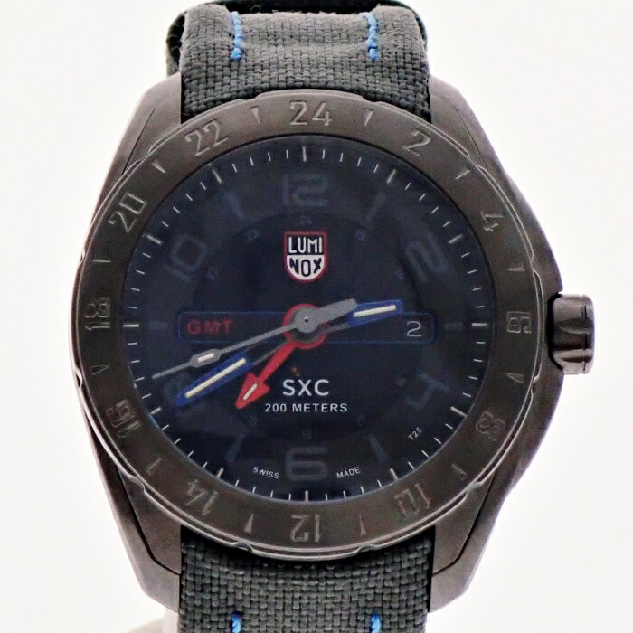 【中古】LUMINOX ルミノックス SXC STEEL GMT 5120 SPACE SERIES Ref.5121 デイト メンズ クオーツ 黒文字盤 腕時計 USED-A m26-1200307925800373