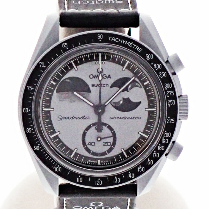【中古】OMEGA ゼロ×スウォッチ 機敏さお師匠さん 軍事任務 トゥ 地びた位相角 SO33M700 クロノグラフ 薄墨色文字記号盤 石英 メンズ ウオッチ USED-AB m26-1200300925800260