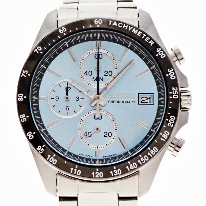 【中古】SEIKO セイコー選りぬき SBTR029 8T67-00C0 クロノグラフ 石英 内燃機関青み文字記号盤 デイト メンズ ウオッチ USED-AB m26-1200306925800162