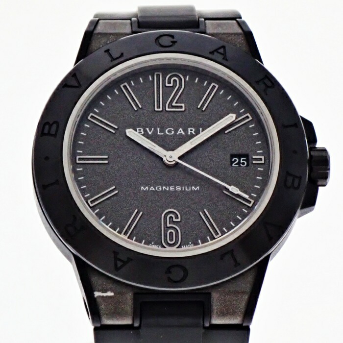【中古】BVLGARI ブル小峡谷 ディアゴノ マグネシウム DG41SMC 自動小銃一巻き 薄墨色文字記号盤 デイト メンズ ウオッチ USED-B m26-1200278925800044