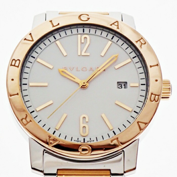 【中古】BVLGARI 「ブル小峡谷 ブル小峡谷」ソロペース BB41WSPGD BB41SPG 自動小銃一巻き 白文字記号盤 デイト K18PG メンズ ウォッチ USED-SA m26-1200278925800061