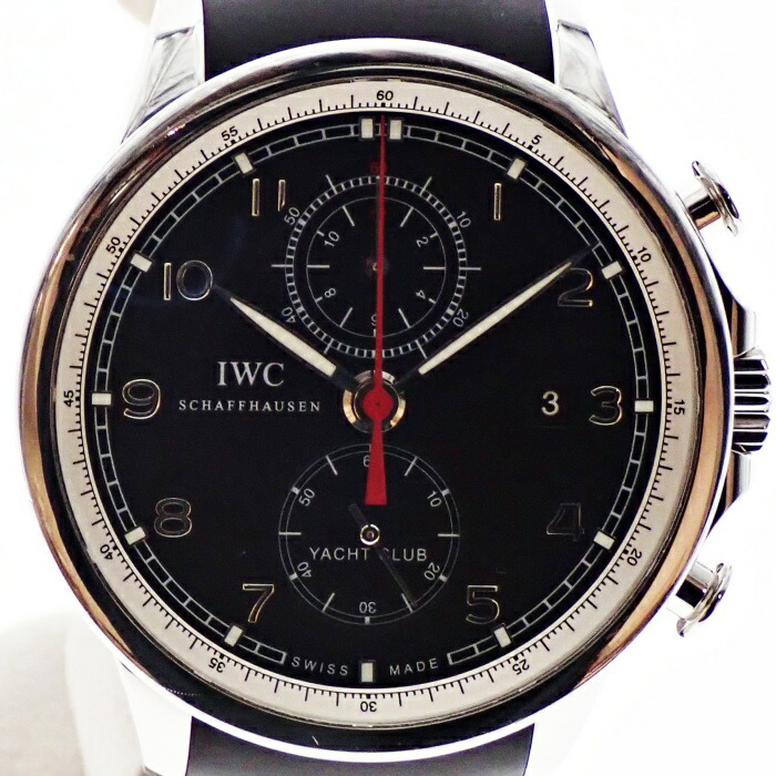 【中古】IWC インターナショナルウォッチカンパニー ポルトギーゼ レーシングヨット野球クラブ IW390204 クロノグラフ 黒文字盤 メンズ 自動小銃一巻き ウオッチ USED-B m26-1200304925800006