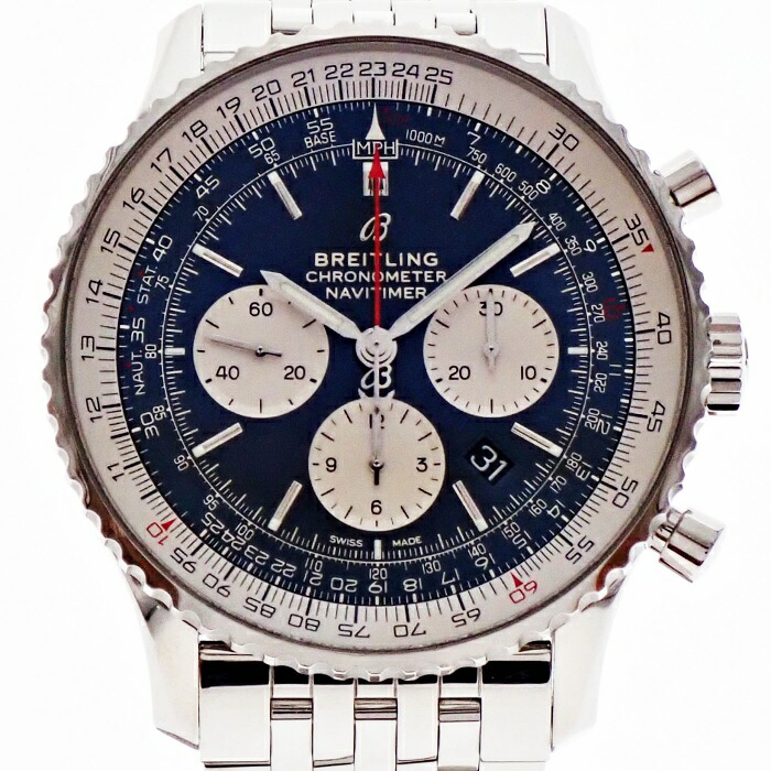 【中古】BREITLING ブライトリング AB0127 ナビタイマー クロノグラフ 自動小銃一巻き 青文字記号盤 デイト メンズ ウオッチ USED-SA m26-1200303925800091