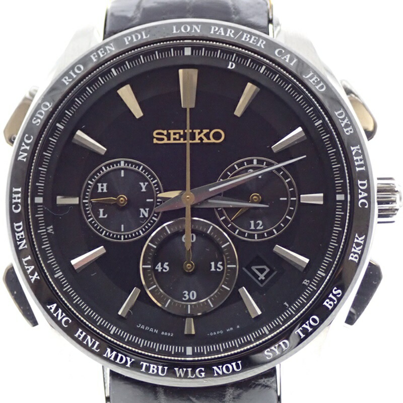 【中古】SEIKO セイコー ブライツ 飛行練れ者 SAGA221  ﾌﾞﾗｯｸ文字記号盤 ソーラー電磁波 USED-A  メンズ ウオッチm23-1200296925800863 腕時計-メンズ腕時計