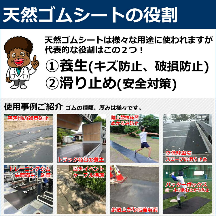 現場養生、防音、防振、緩衝、滑り止めなどにオススメ 天然ゴムシート(ゴムマット)厚さ10ミリ×幅1M×長さ5M60CM(黒) 現場養生、防音、防振、緩衝、滑り止めなどにオススメ 天然ゴムシート(ゴムマット)厚さ10ミリ×幅1M×長さ5M60CM(黒)