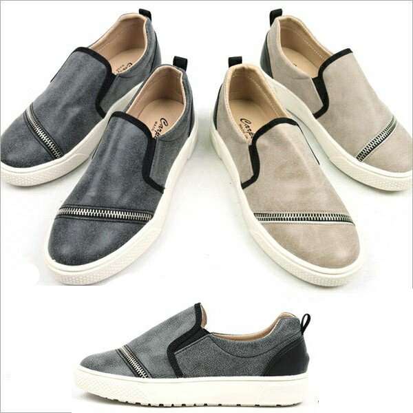 送料無料 スリッポン メンズ ジッパー 人気 ドライビングシューズ 靴 ブラック グレー 正式的