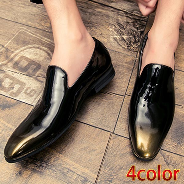 ビジネスシューズ メンズ ドレスシューズ 靴 ビジネス靴 エナメル グラデーション Shoes ブラック 24cm