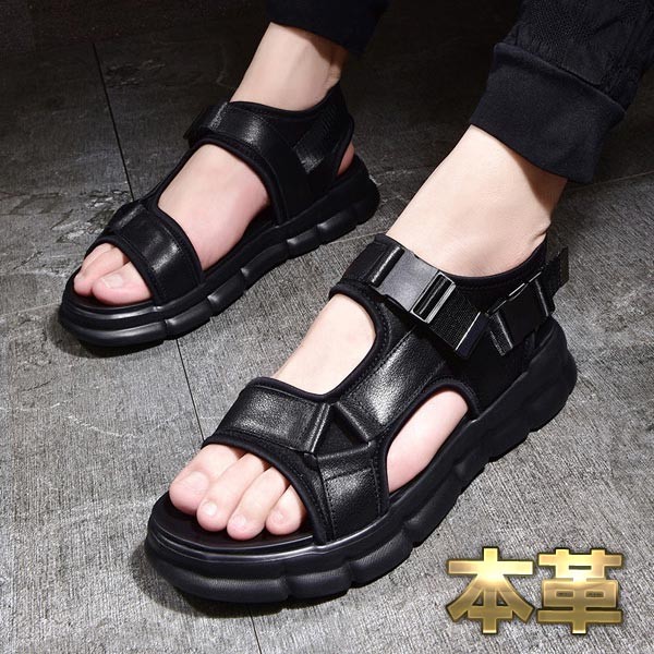 安い スポーツサンダル メンズ 3cmup 送料無料 サンダル本革 夏 春 スポーツサンダル レジャー おしゃれ アンクルストラップ