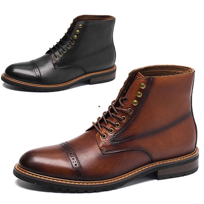 楽天市場】ブーツ メンズ ショートブーツ 本革 レースアップ