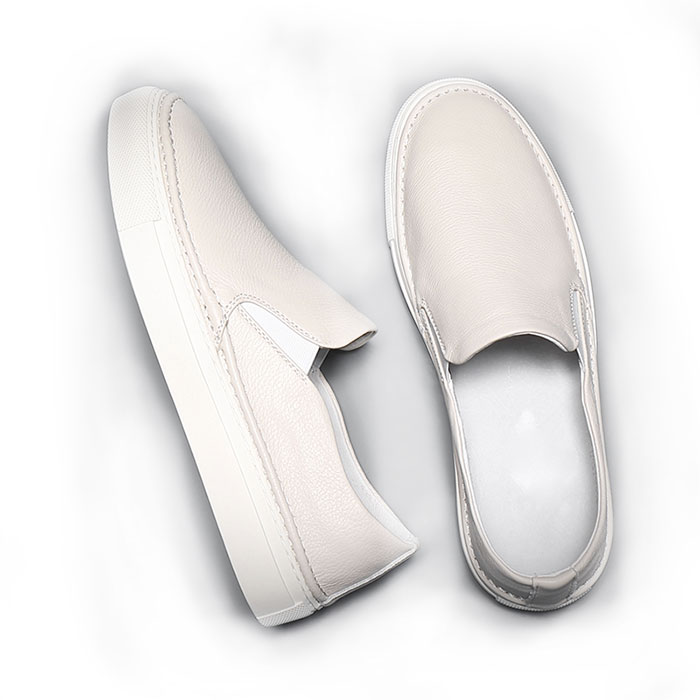 楽天市場】スリッポン メンズ 本革 履きやすい グレー 紐なし