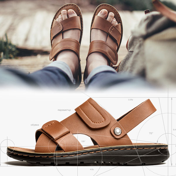 サンダル メンズ コンフォートサンダル 本革 油皮革 なめし革 後背ショルダーストラップ お洒落 閑 スプリング 九夏 褐色 うす暗いブラウン 貨物輸送無料 Daemlu Cl