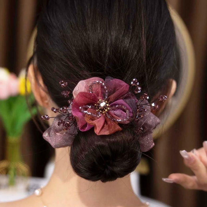 楽天市場】シュシュ ヘアアクセサリー 花 ビーズ オーガンジー 楽天市場】シュシュ ヘアアクセサリー 花 ビーズ オーガンジー