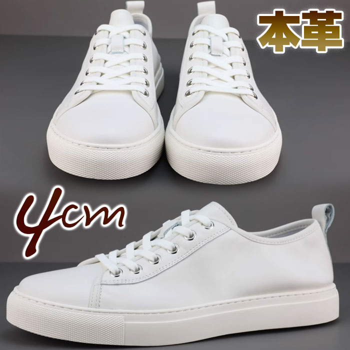 ✨極美品✨アカイシ シボ革 オールレザー レースアップ スニーカー 白 25cm ✨極美品✨アカイシ シボ革 オールレザー レースアップ