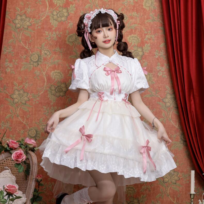 【楽天市場】ロリータワンピース 可愛いロリータ服 半袖ワンピース 甘ロリータ プリンセスドレス チュール付き フリル リボン パーティードレス