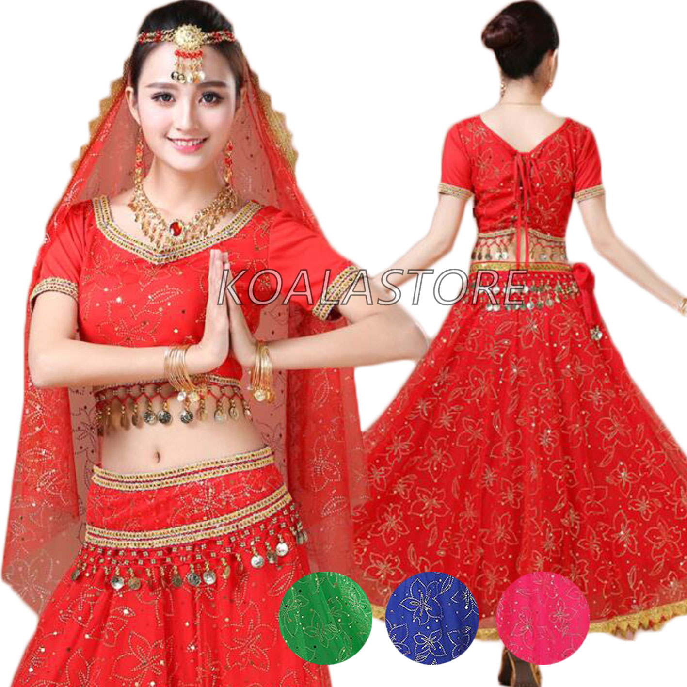 ベリーダンス衣装 豪華 ベリーダンス レッスン着 半袖 コスチューム衣装 練習着 ダンスウェア コイン へそ出し ゴージャスセット 華やか